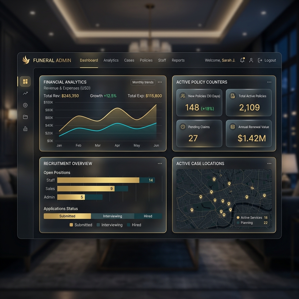 Funeral Admin Dashboard Overview